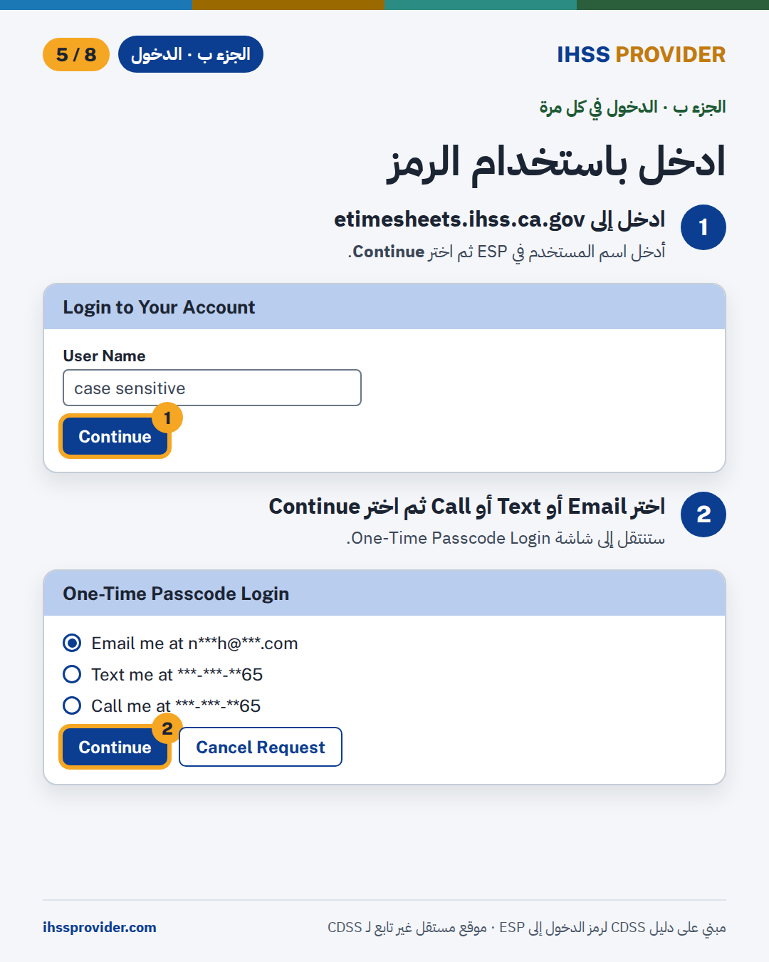 الدخول الخطوات 1-2
