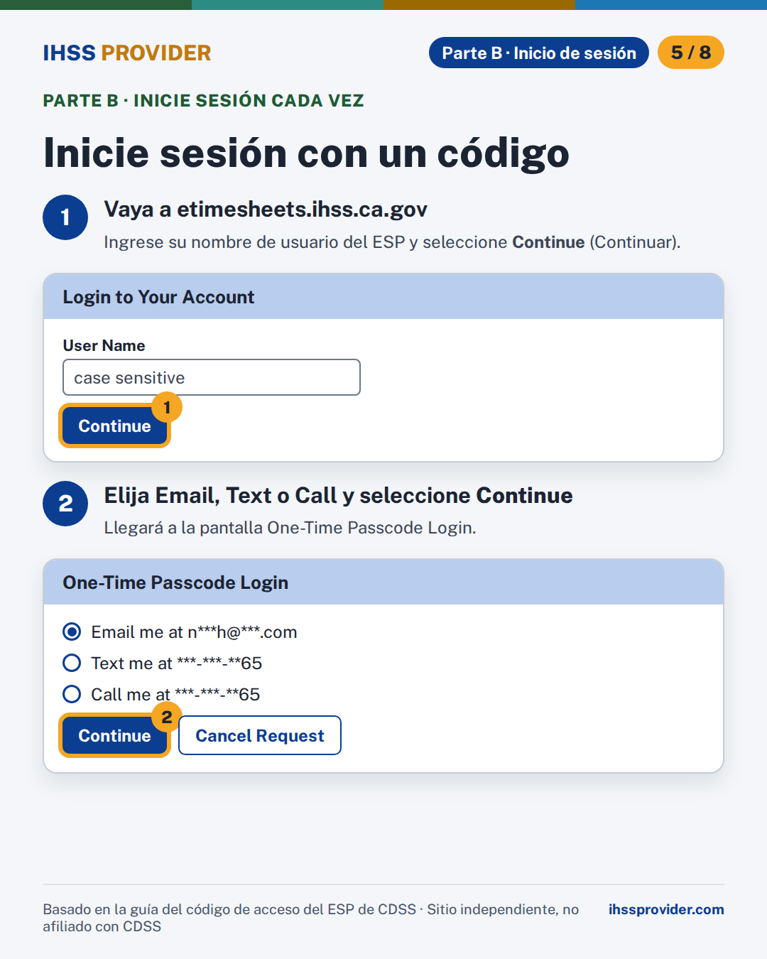 Inicio de sesión pasos 1-2