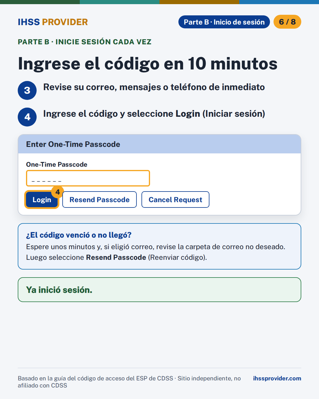 Inicio de sesión pasos 3-4