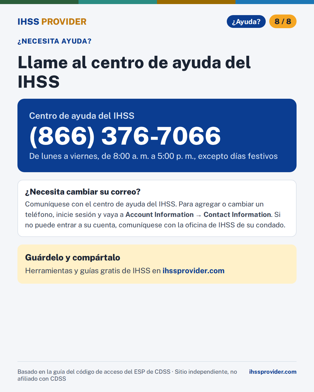 Centro de ayuda del IHSS (866) 376-7066